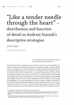“Like a tender needle through the heart” – distribution and function of detail in Andrzej Stasiuk’s descriptive strategies