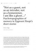 “Not as a guest, not as an intruder, not as a homeowner, I am like a ghost…:” Psychotopographies of memory in Zygmunt Haupt’s short stories