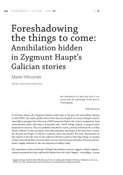 Foreshadowing the things to come: Annihilation hidden in Zygmunt Haupt’s Galician stories