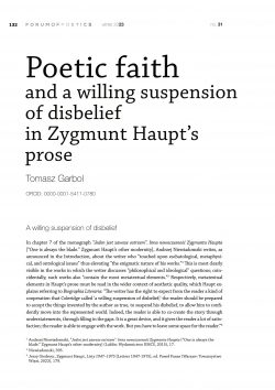 Poetic faith and a willing suspension of disbelief in Zygmunt Haupt’s prose