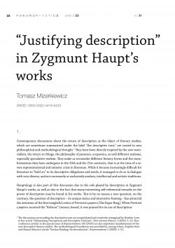 “Justifying description” in Zygmunt Haupt’s works