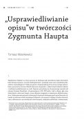 „Usprawiedliwianie opisu” w twórczości Zygmunta Haupta