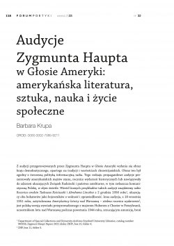 Audycje Zygmunta Haupta w Głosie Ameryki: amerykańska literatura, sztuka, nauka i życie społeczne