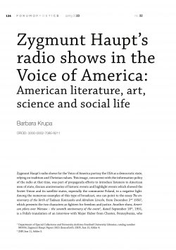 Zygmunt Haupt’s radio shows in the Voice of America: American literature, art, science and social life