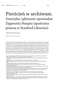 Pierścień w archiwum. Genetyka i płynność opowiadań Zygmunta Haupta (spuścizna pisarza w Stanford Libraries)