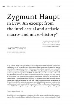 Zygmunt Haupt in Lviv: An excerpt from the intellectual and artistic macro- and micro-history