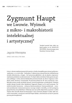 Zygmunt Haupt we Lwowie. Wyimek z mikro- i makrohistorii intelektualnej i artystycznej