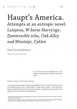 Haupt’s America. Attempts at an entropic novel. Luizjana, W barze Harry’ego, Zamierzchłe echa, Oak Alley nad Missisipi, Cyklon