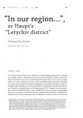 “In our region…”, or Haupt’s “Letychiv district”