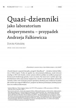 Quasi-dzienniki jako laboratorium eksperymentu – przypadek Andrzeja Falkiewicza
