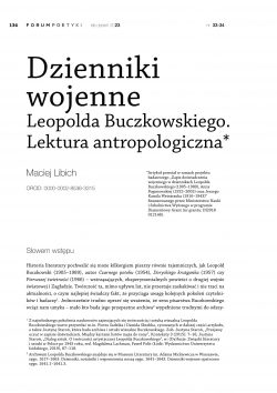 Dzienniki wojenne Leopolda Buczkowskiego. Lektura antropologiczna