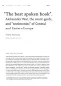 “The best spoken book”. Aleksander Wat, the avant-garde, and “testimonies” of Central and Eastern Europe