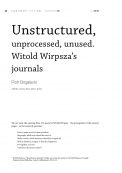 Unstructured, unprocessed, unused. Witold Wirpsza’s journals