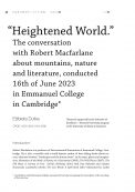 “Heightened World.” The conversation with Robert Macfarlane about mountains, nature and literature, conducted 16th of June 2023 in Emmanuel College in Cambridge
