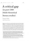 A critical gap (in post-1989 Polish theoretical literary studies)