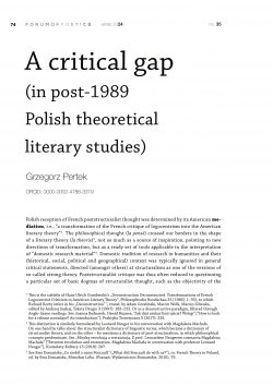 A critical gap (in post-1989 Polish theoretical literary studies)
