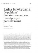 Luka krytyczna (w polskim literaturoznawstwie teoretycznym po 1989 roku)