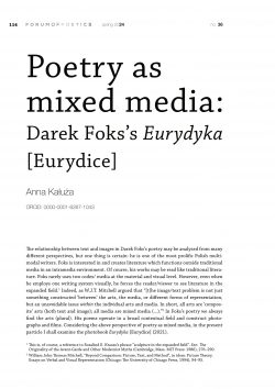 Poetry as mixed media: Darek Foks’s Eurydyka [Eurydice]