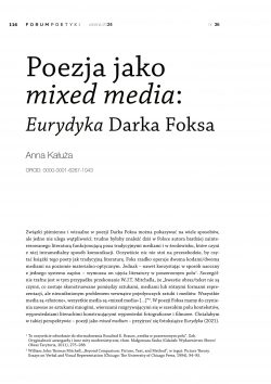 Poezja jako mixed media: Eurydyka Darka Foksa