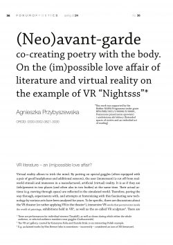 (Neo)avant-garde co-creating poetry with the body. On the (im)possible love affair of literature and virtual reality on the example of VR “Nightsss”