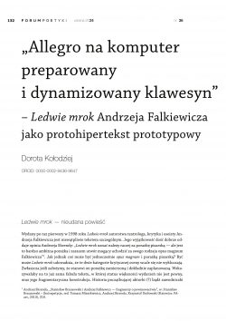 „Allegro na komputer preparowany i dynamizowany klawesyn” – Ledwie mrok Andrzeja Falkiewicza jako protohipertekst prototypowy