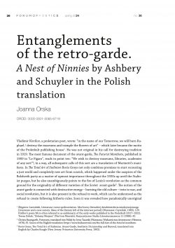 Entanglements of the retro-garde. A Nest of Ninnies by Ashbery and Schuyler in the Polish translation