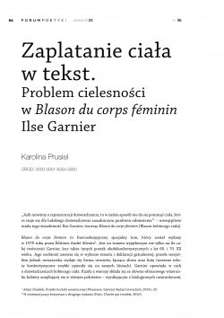 Zaplatanie ciała w tekst. Problem cielesności w Blason du corps féminin Ilse Garnier