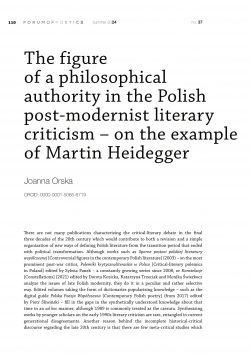 The figure of a philosophical authority in the Polish post-modernist literary criticism – on the example of Martin Heidegger