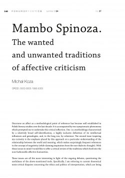 Mambo Spinoza. The wanted and unwanted traditions of affective criticism