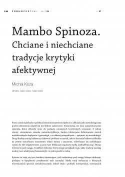 Mambo Spinoza. Chciane i niechciane tradycje krytyki afektywnej