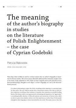 The meaning of the author’s biography in studies on the literature of Polish Enlightenment – the case of Cyprian Godebski