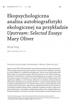 Ekopsychologiczna analiza autobiografistyki ekologicznej na przykładzie Upstream: Selected Essays Mary Oliver