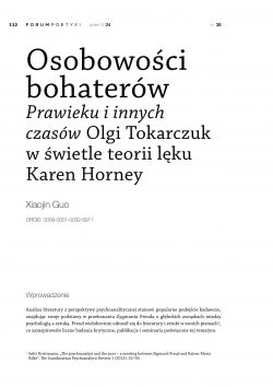 Osobowości bohaterów Prawieku i innych czasów Olgi Tokarczuk w świetle teorii lęku Karen Horney