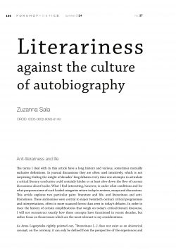 Literariness against the culture of autobiography