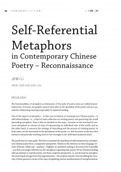 Self-Referential Metaphors in Contemporary Chinese Poetry – Reconnaissance