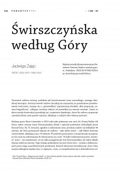 Świrszczyńska według Góry