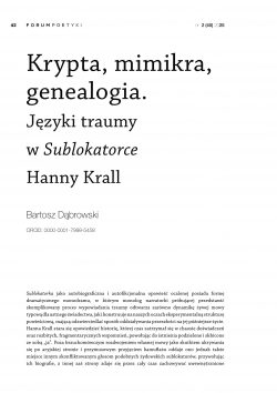 Krypta, mimikra, genealogia. Języki traumy w Sublokatorce Hanny Krall