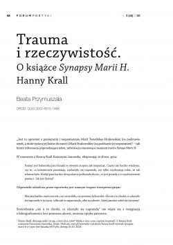 Trauma i rzeczywistość. O książce Synapsy Marii H. Hanny Krall