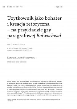 Użytkownik jako bohater i kreacja retoryczna – na przykładzie gry paragrafowej Bałwochwał