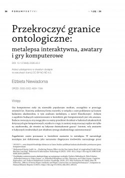 Przekroczyć granice ontologiczne: metalepsa interaktywna, awatary i gry komputerowe
