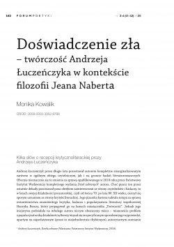 Doświadczenie zła – twórczość Andrzeja Łuczeńczyka w kontekście filozofii Jeana Naberta
