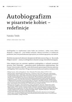 Autobiografizm w pisarstwie kobiet – redefinicje