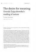 The desire for meaning: Urszula Zajączkowska’s reading of nature